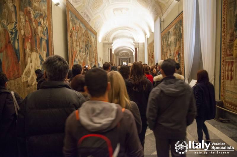 Busy Vatican Museum corridors