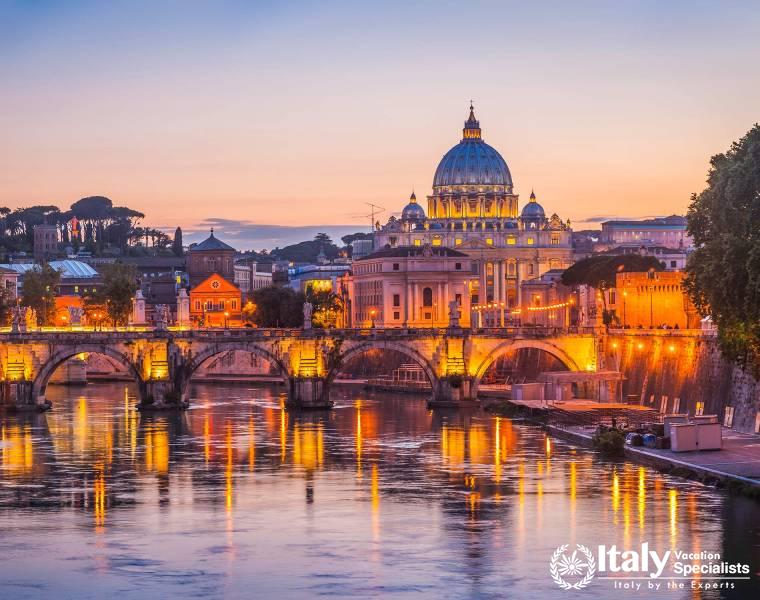 City of light in night Rome